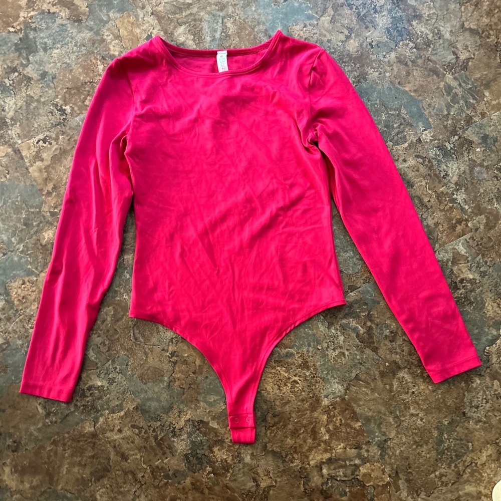 CRZ YOGA Bodysuit Womens Size Small (4/5) Red Stretchy Shapewear Shaper